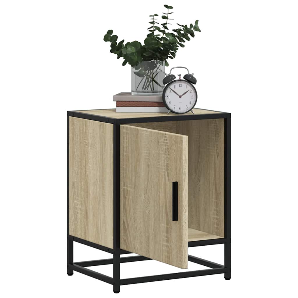 sengebord 40x31x50 cm konstrueret træ og metal sonoma-eg