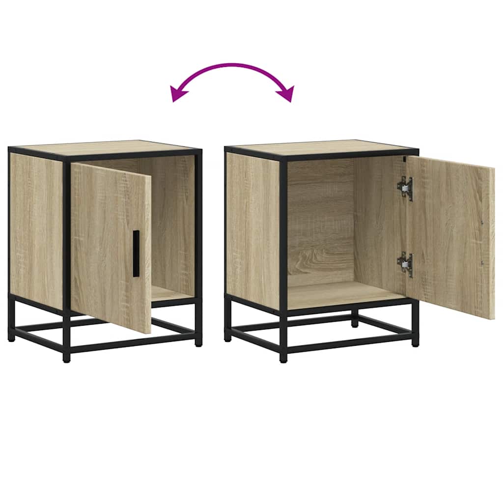 sengebord 40x31x50 cm konstrueret træ og metal sonoma-eg