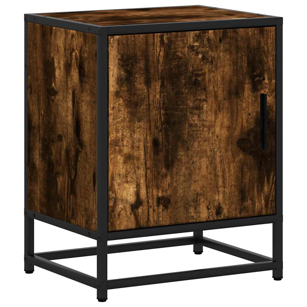 sengebord 40x31x50 cm konstrueret træ metal røget egetræsfarve