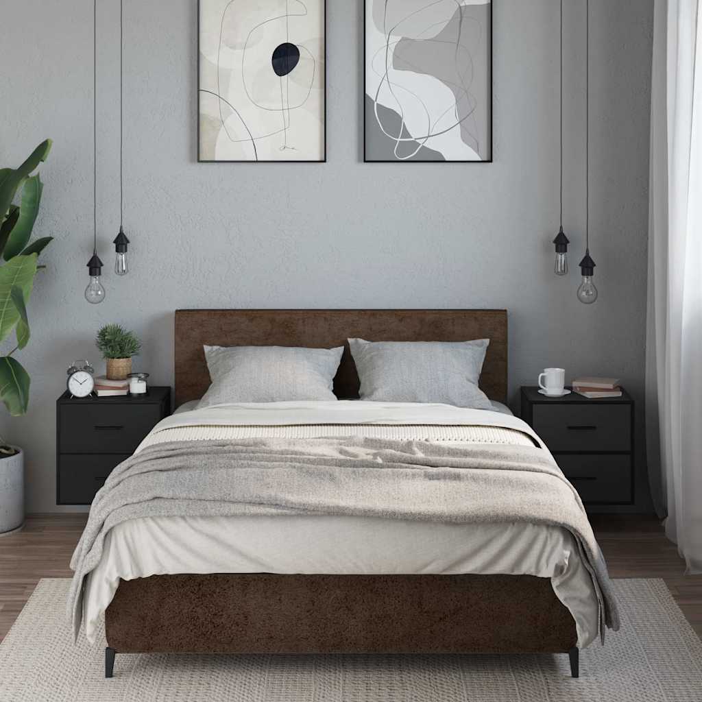 væghængte sengeborde 2 stk. 40x31x39,5 cm sort