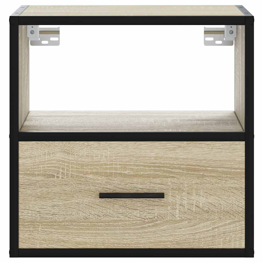 væghængte sengeborde 2 stk. 40x31x39,5 cm sonoma-eg
