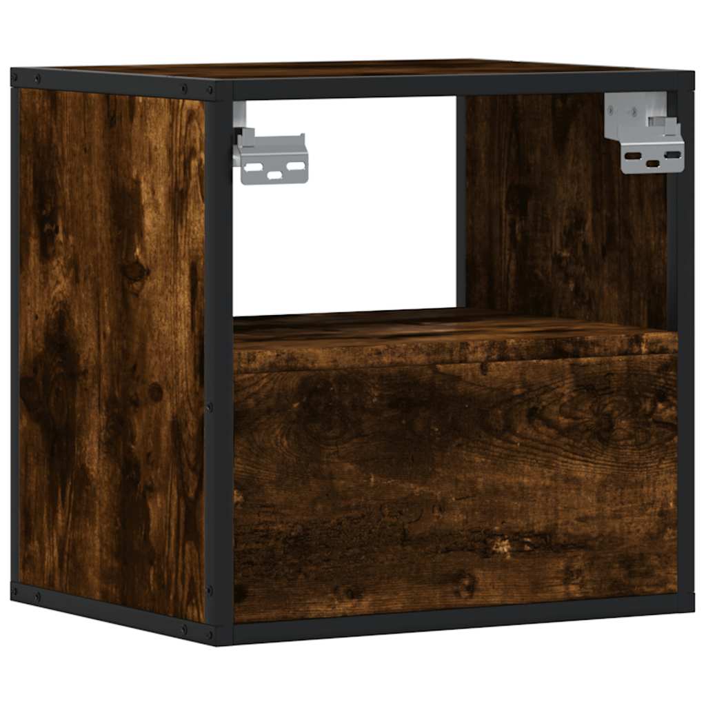 væghængt sengebord 40x31x39,5 cm røget egetræsfarve