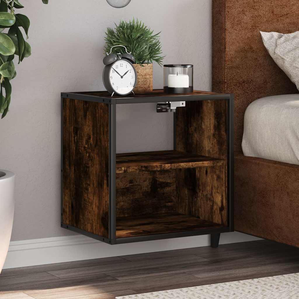 væghængt sengebord 40x31x39,5 cm røget egetræsfarve