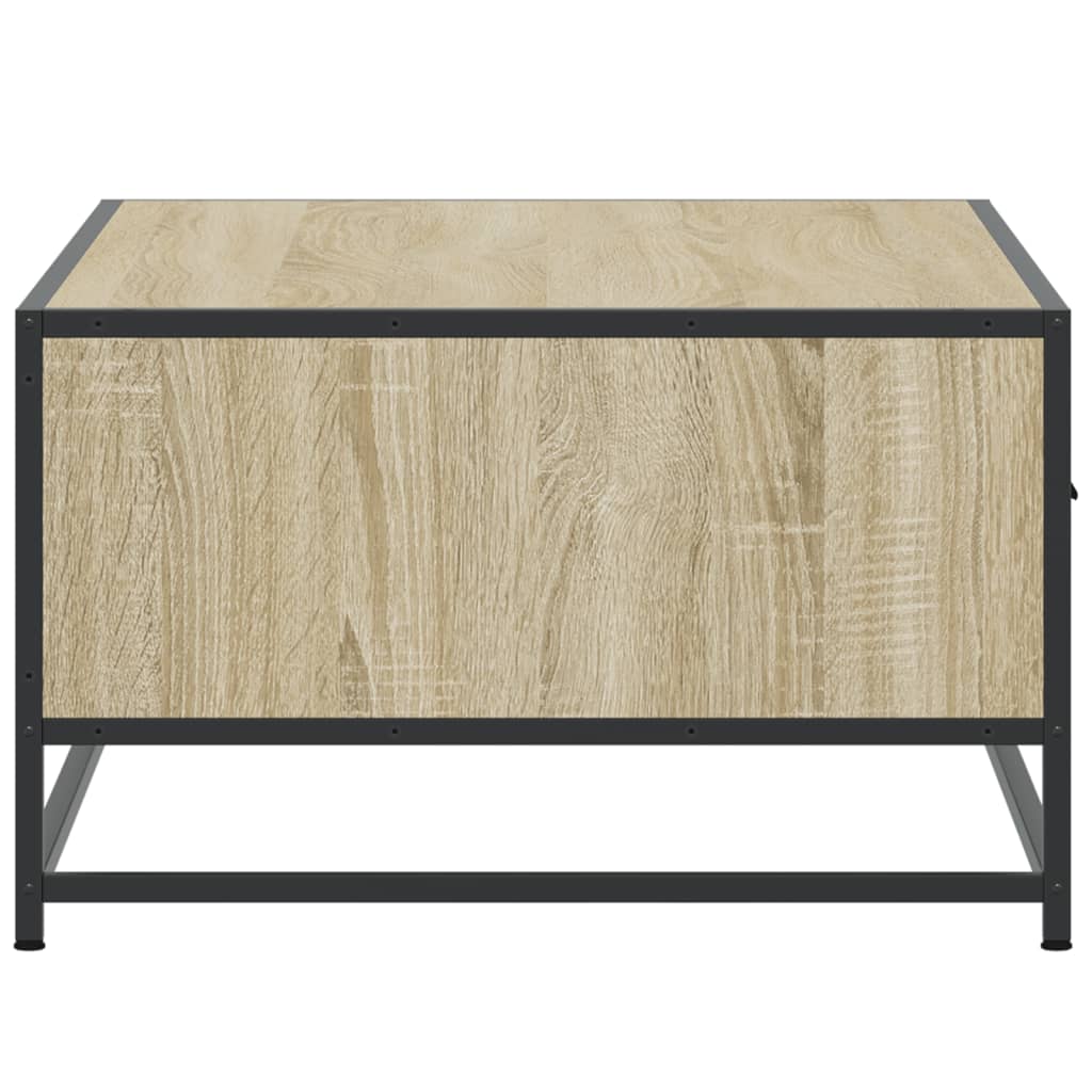 sofabord 90x57x35 cm konstrueret træ og metal sonoma-eg