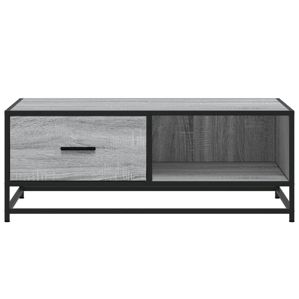 sofabord 90x57x35 cm konstrueret træ og metal grå sonoma-eg