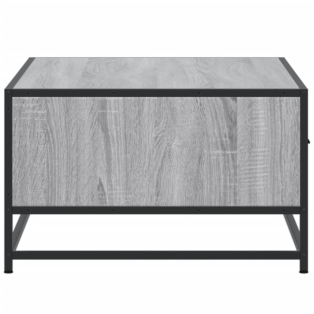 sofabord 90x57x35 cm konstrueret træ og metal grå sonoma-eg