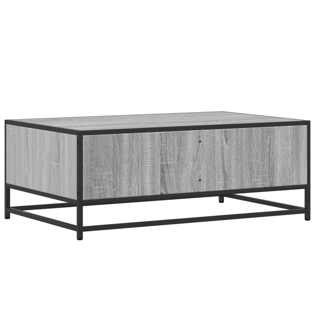 sofabord 90x57x35 cm konstrueret træ og metal grå sonoma-eg