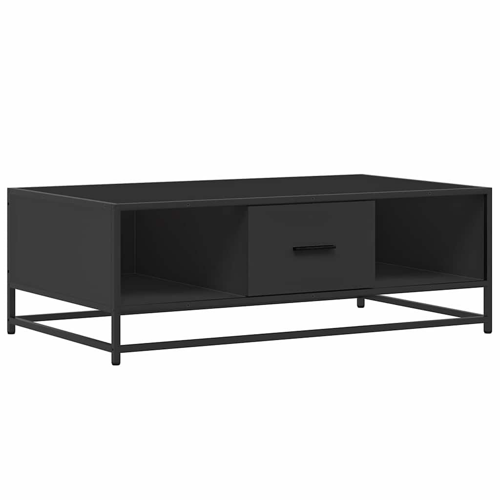 sofabord 100x57x35 cm massivt konstrueret træ og metal sort