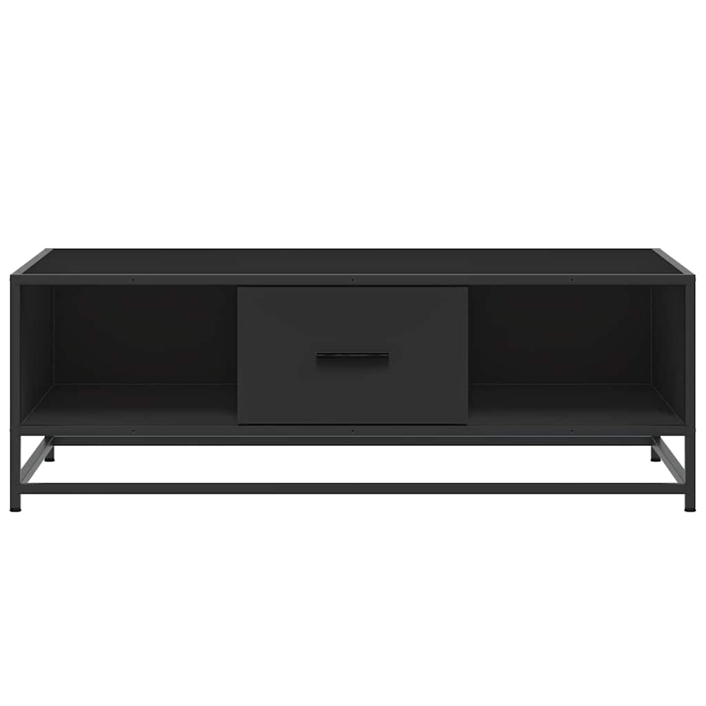 sofabord 100x57x35 cm massivt konstrueret træ og metal sort