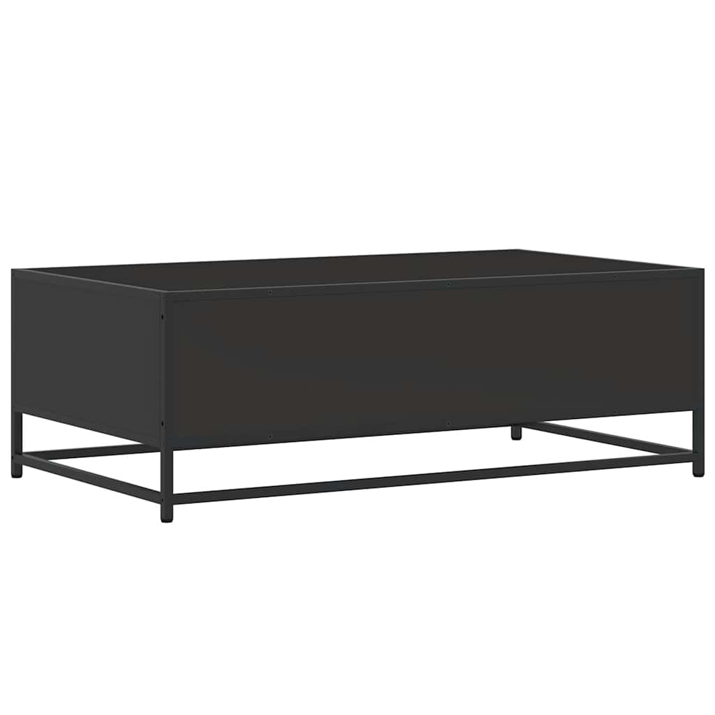 sofabord 100x57x35 cm massivt konstrueret træ og metal sort