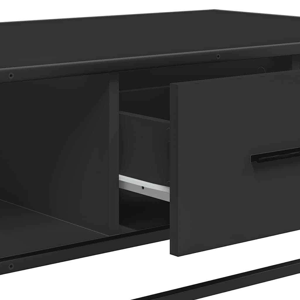 sofabord 100x57x35 cm massivt konstrueret træ og metal sort