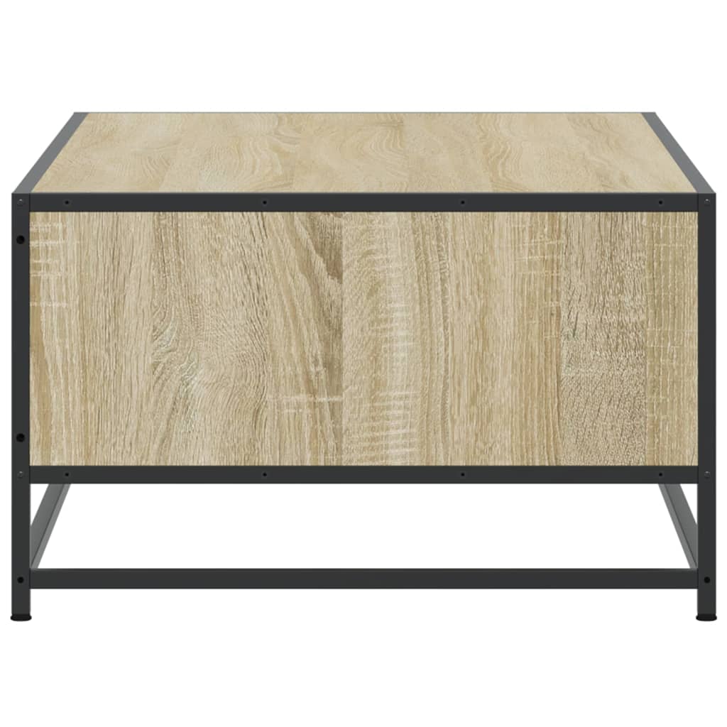 sofabord 90x57x35 cm konstrueret træ og metal sonoma-eg