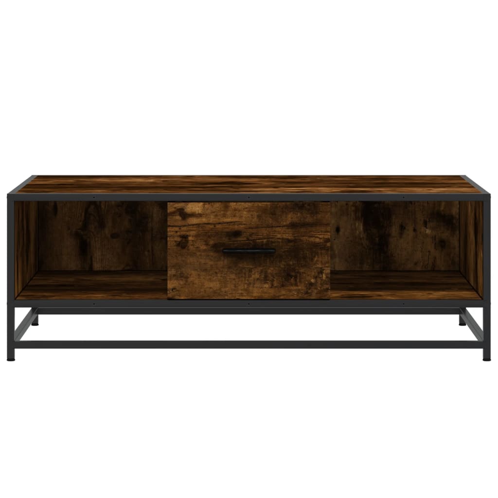 sofabord 100x57x35 cm konstrueret træ og metal røget egetræ