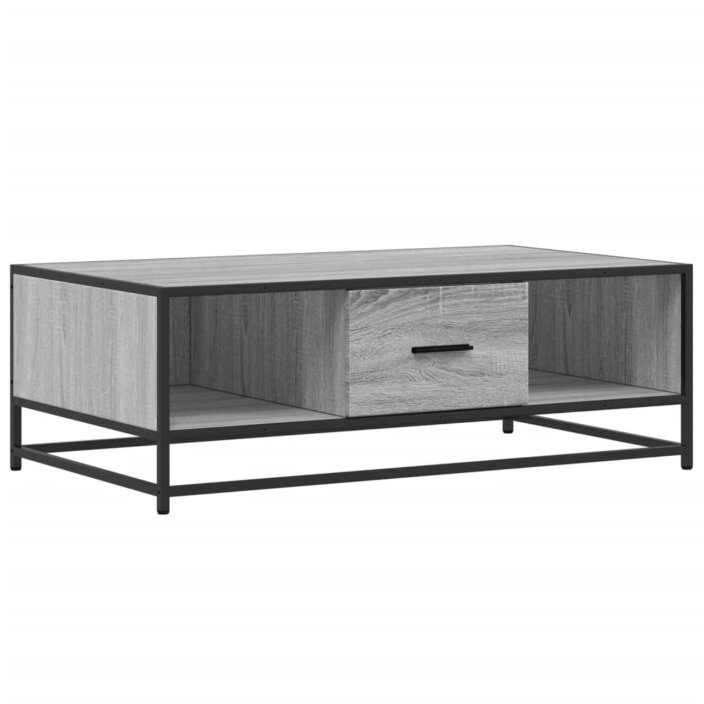 sofabord 100x57x35 cm konstrueret træ og metal grå sonoma-eg