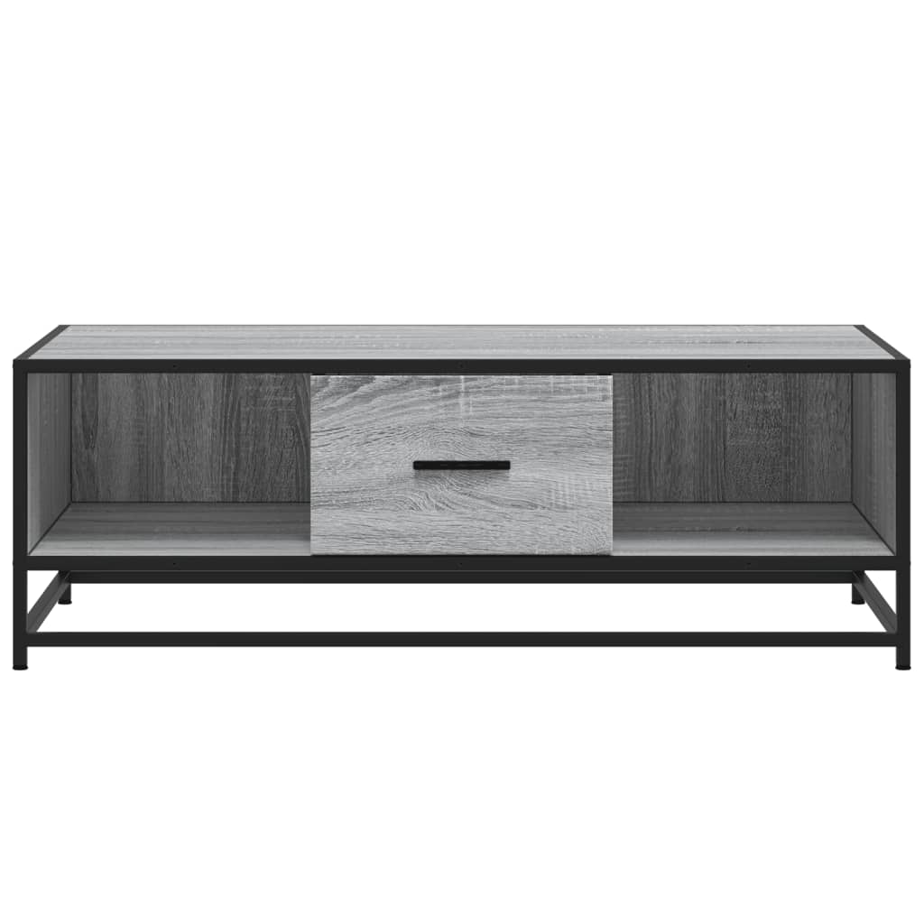 sofabord 100x57x35 cm konstrueret træ og metal grå sonoma-eg