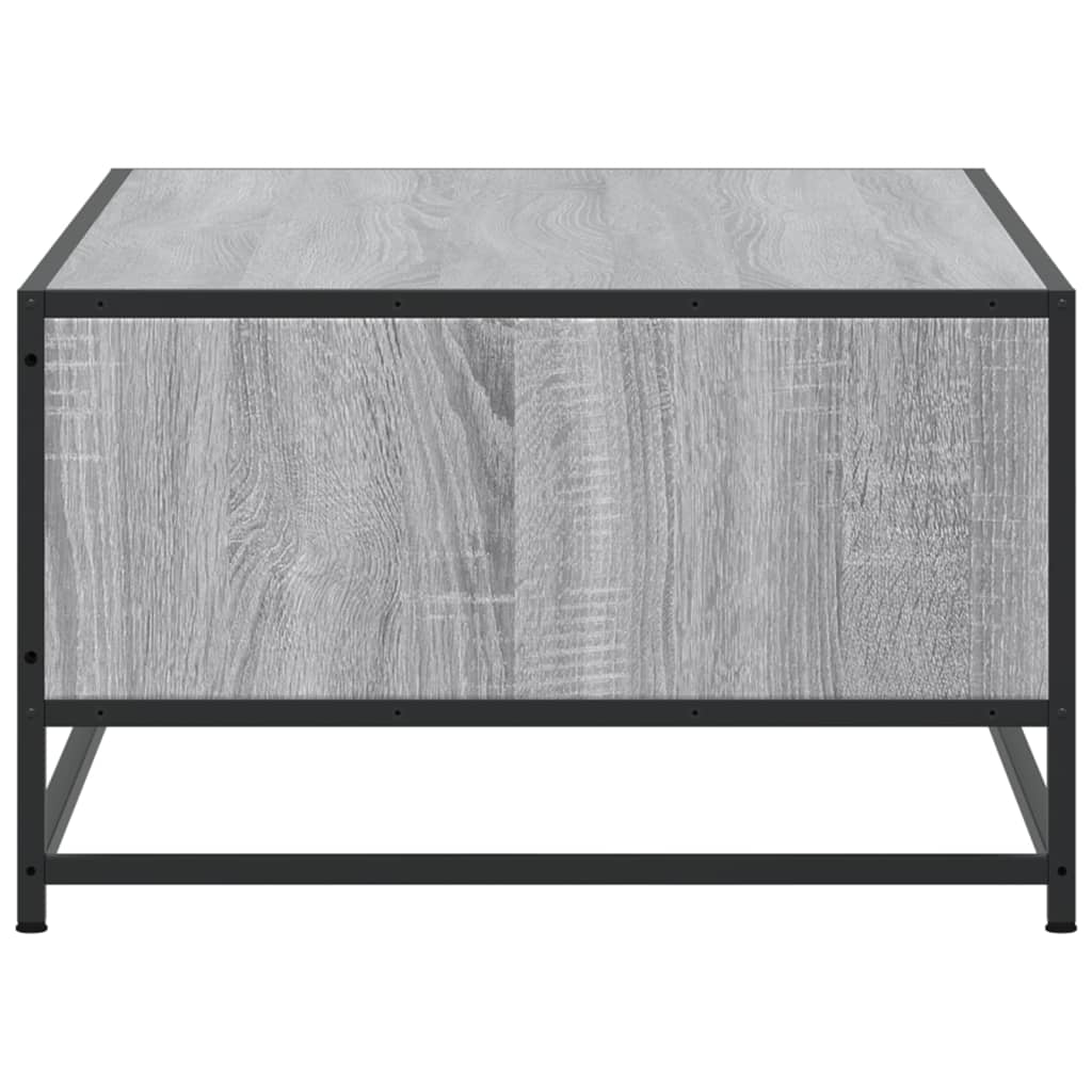 sofabord 100x57x35 cm konstrueret træ og metal grå sonoma-eg