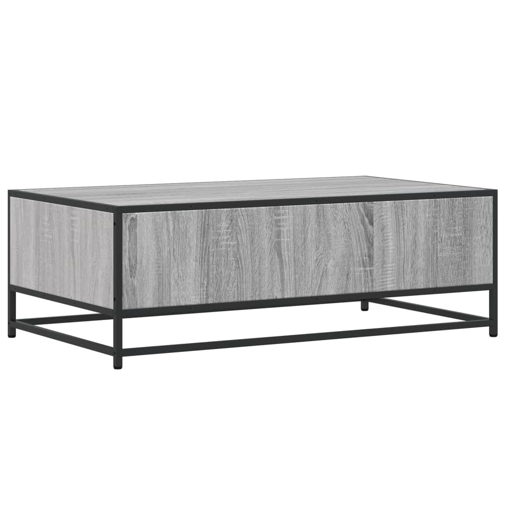 sofabord 100x57x35 cm konstrueret træ og metal grå sonoma-eg