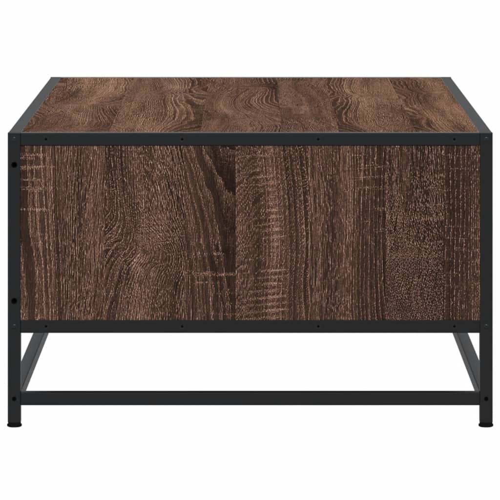 sofabord 100x57x35 cm konstrueret træ og metal brunt egetræ