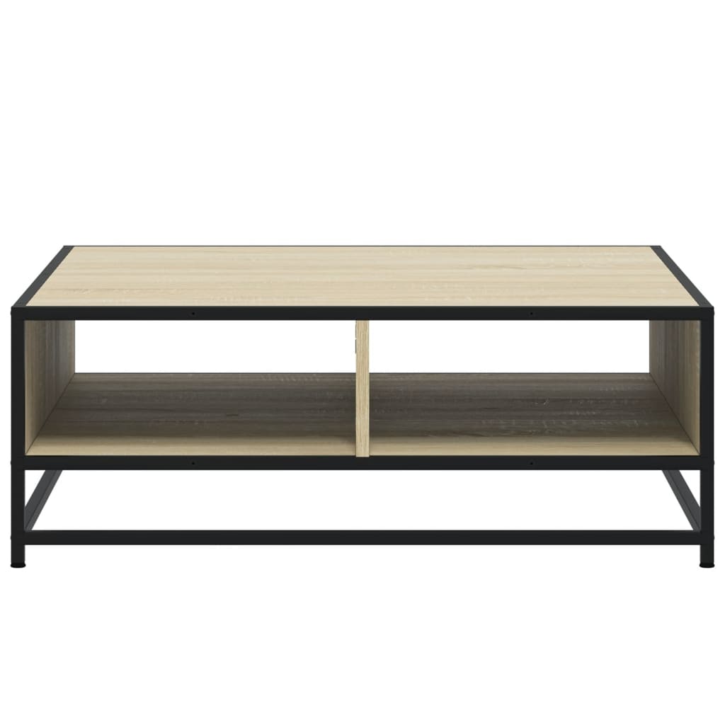 sofabord 80x80x30 cm konstrueret træ og metal sonoma-eg