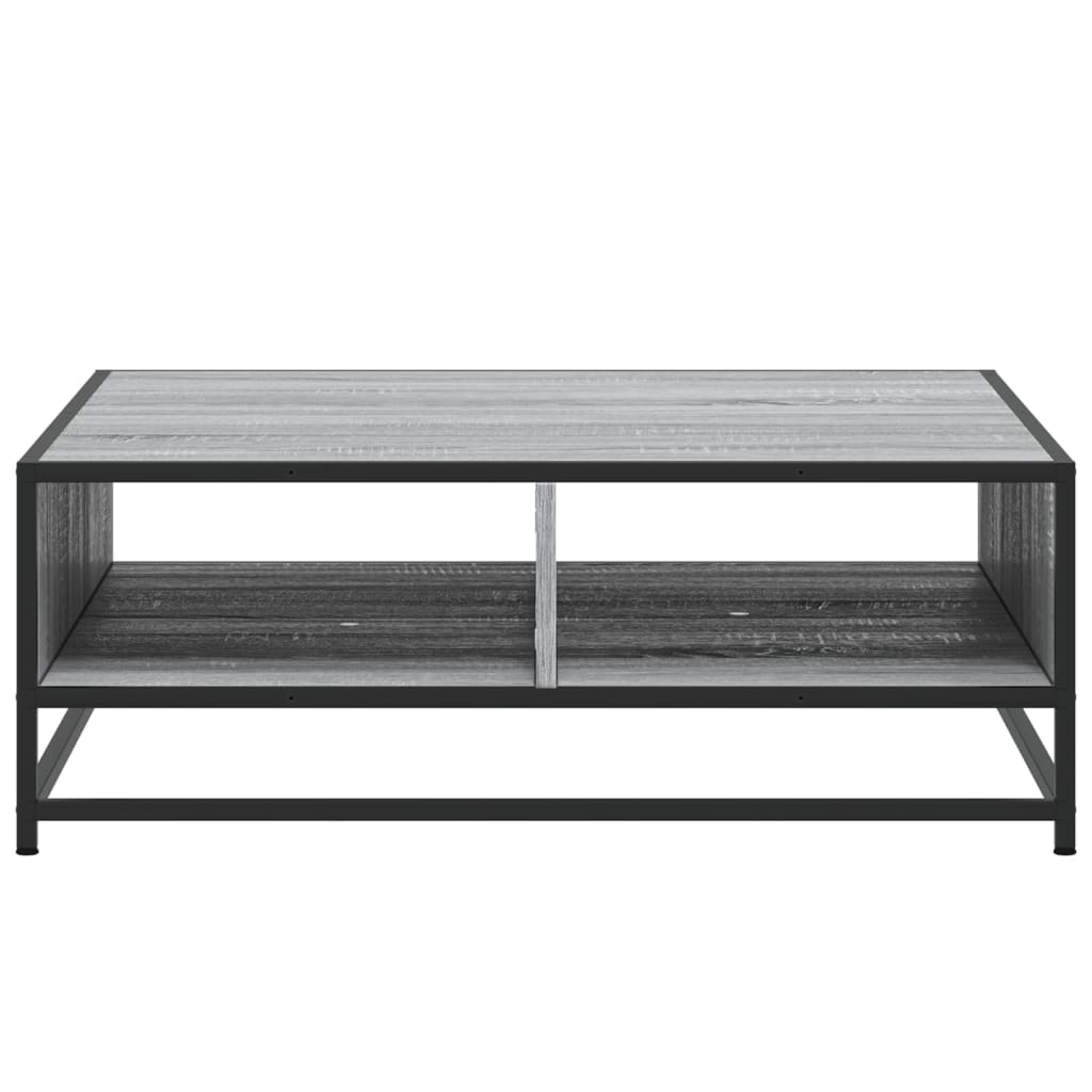 sofabord 80x80x30 cm konstrueret træ og metal grå sonoma-eg