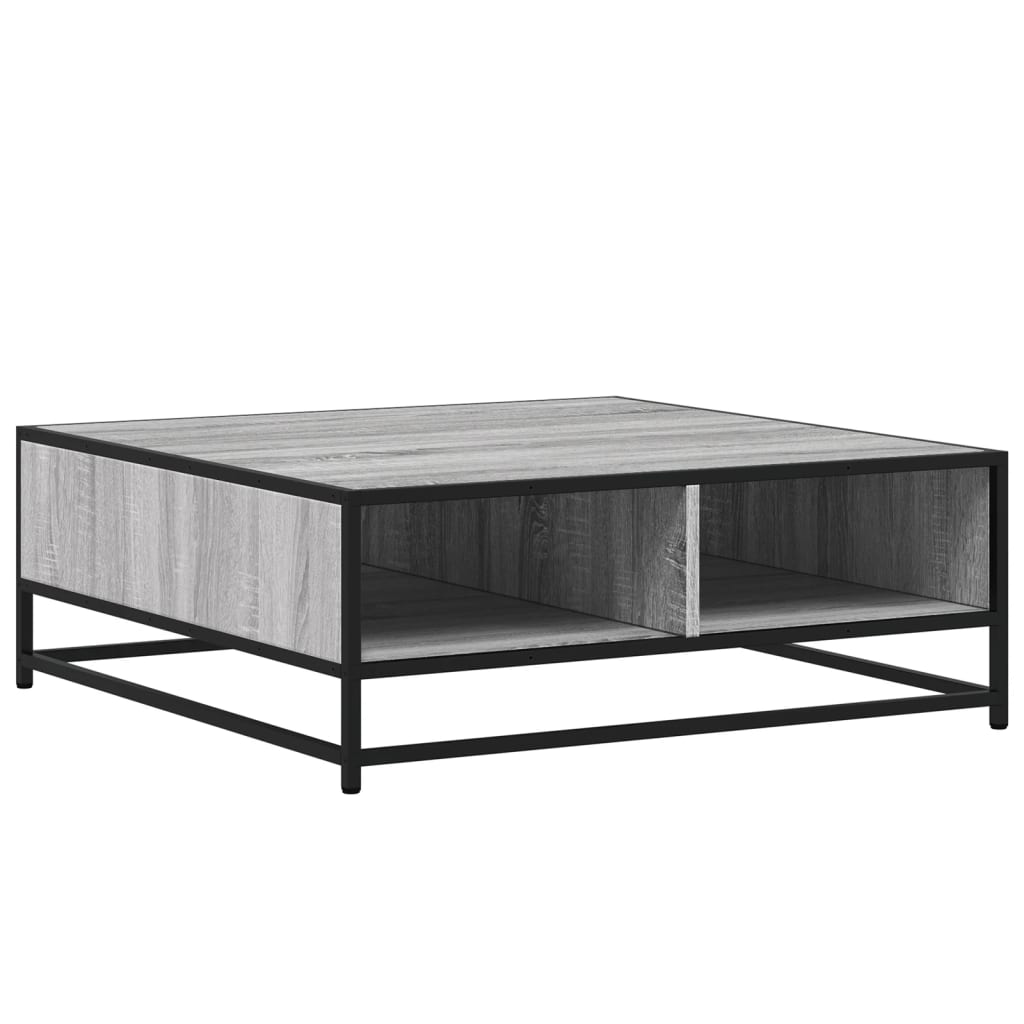 sofabord 80x80x30 cm konstrueret træ og metal grå sonoma-eg