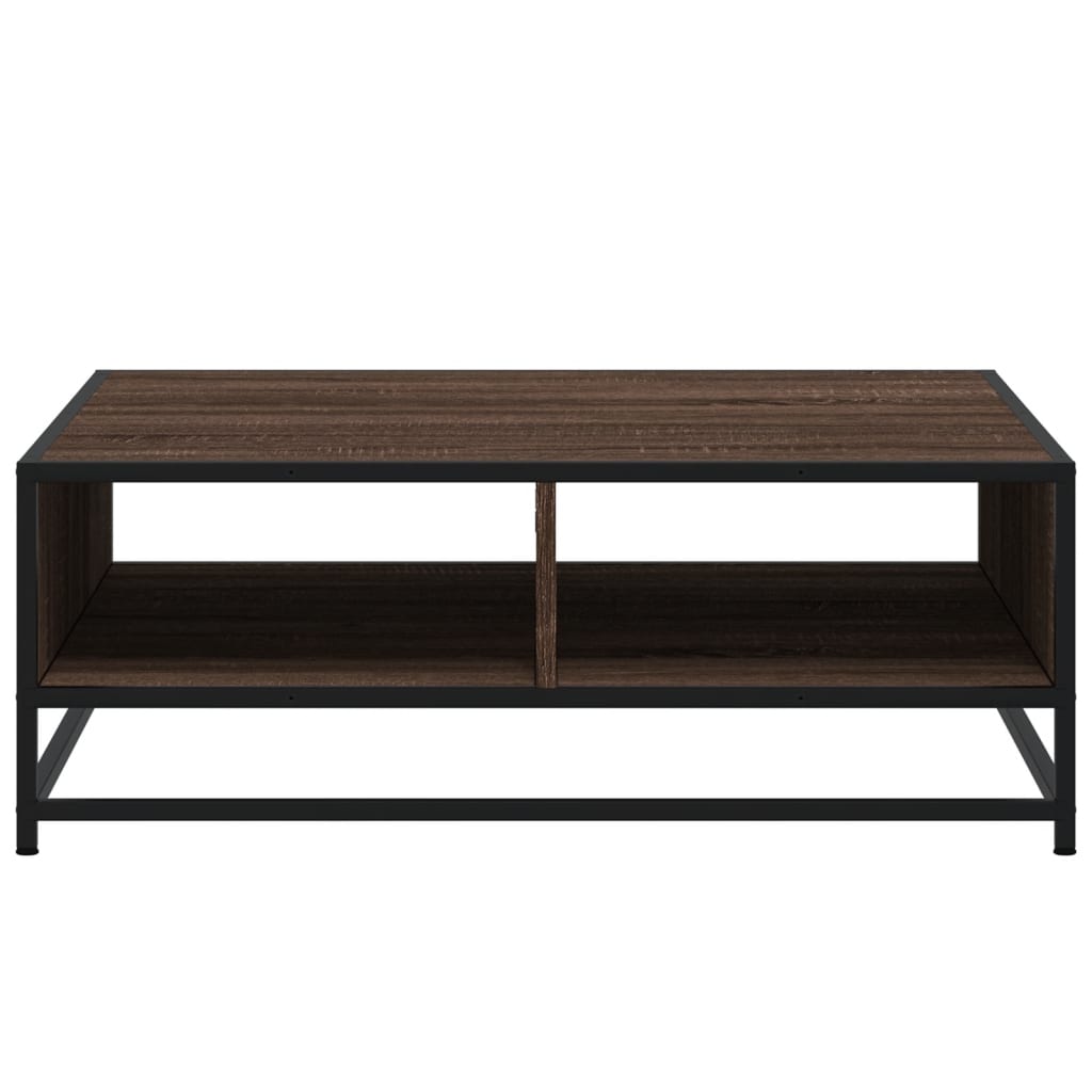 sofabord 80x80x30 cm konstrueret træ og metal brunt eg