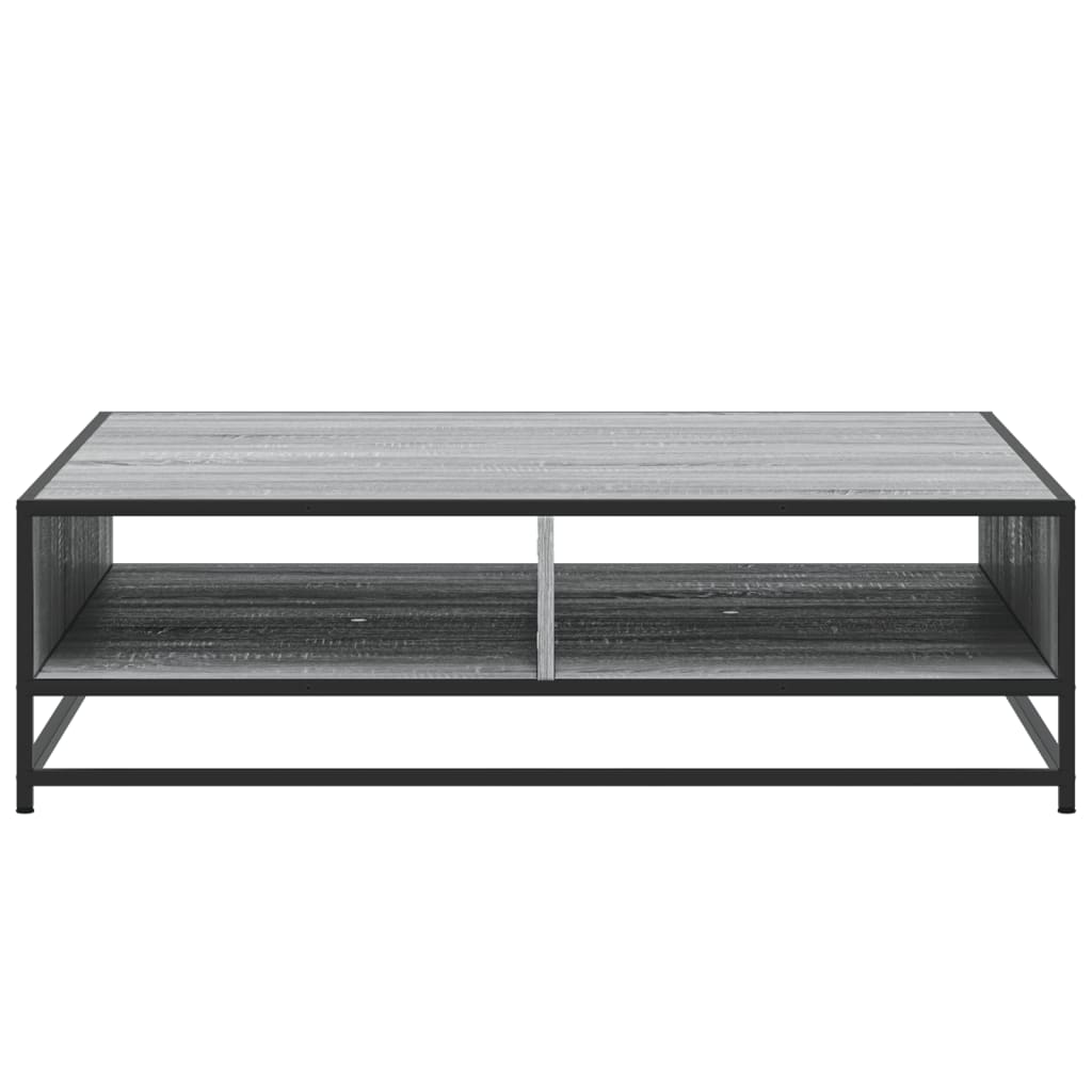 sofabord 100x100x30 cm konstrueret træ og metal grå sonoma-eg