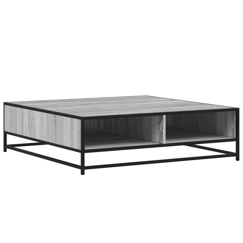 sofabord 100x100x30 cm konstrueret træ og metal grå sonoma-eg