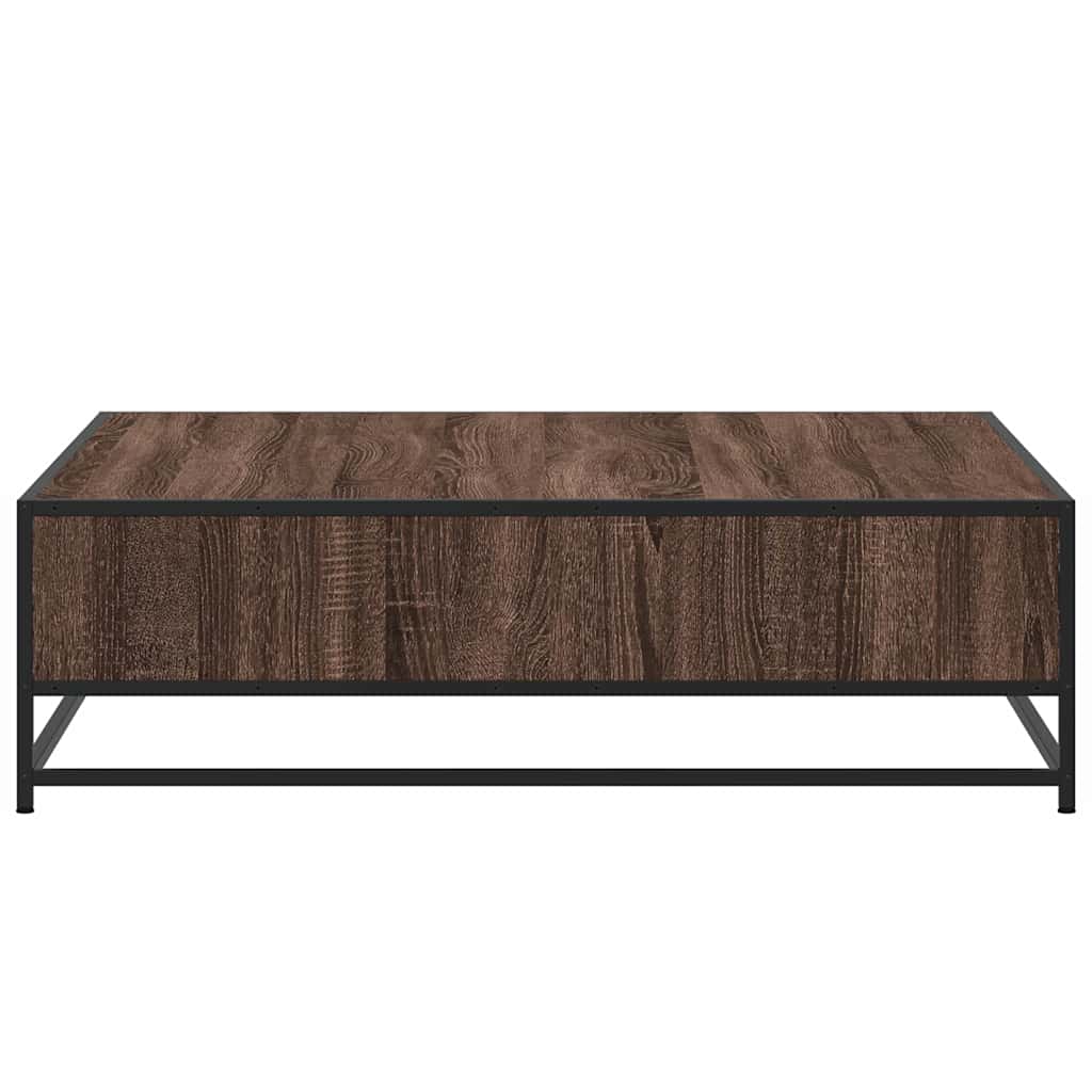 sofabord 100x100x30 cm konstrueret træ og metal brunt egetræ