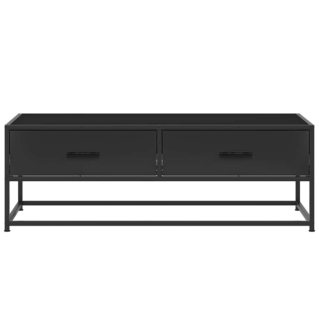 sofabord 100x50x35 cm massivt konstrueret træ og metal sort