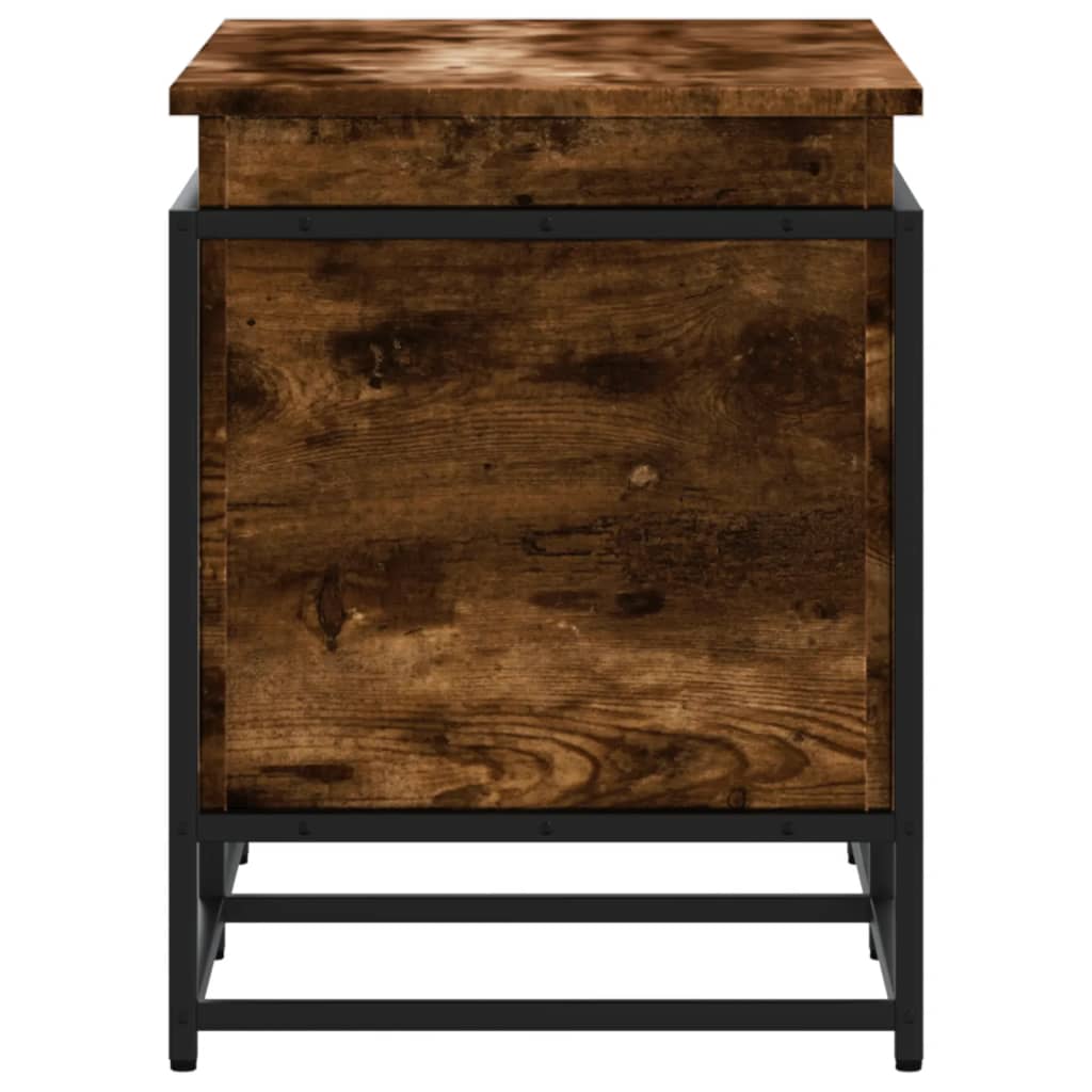 opbevaringsboks med låg 80x40x51,5 cm konstrueret træ røget eg