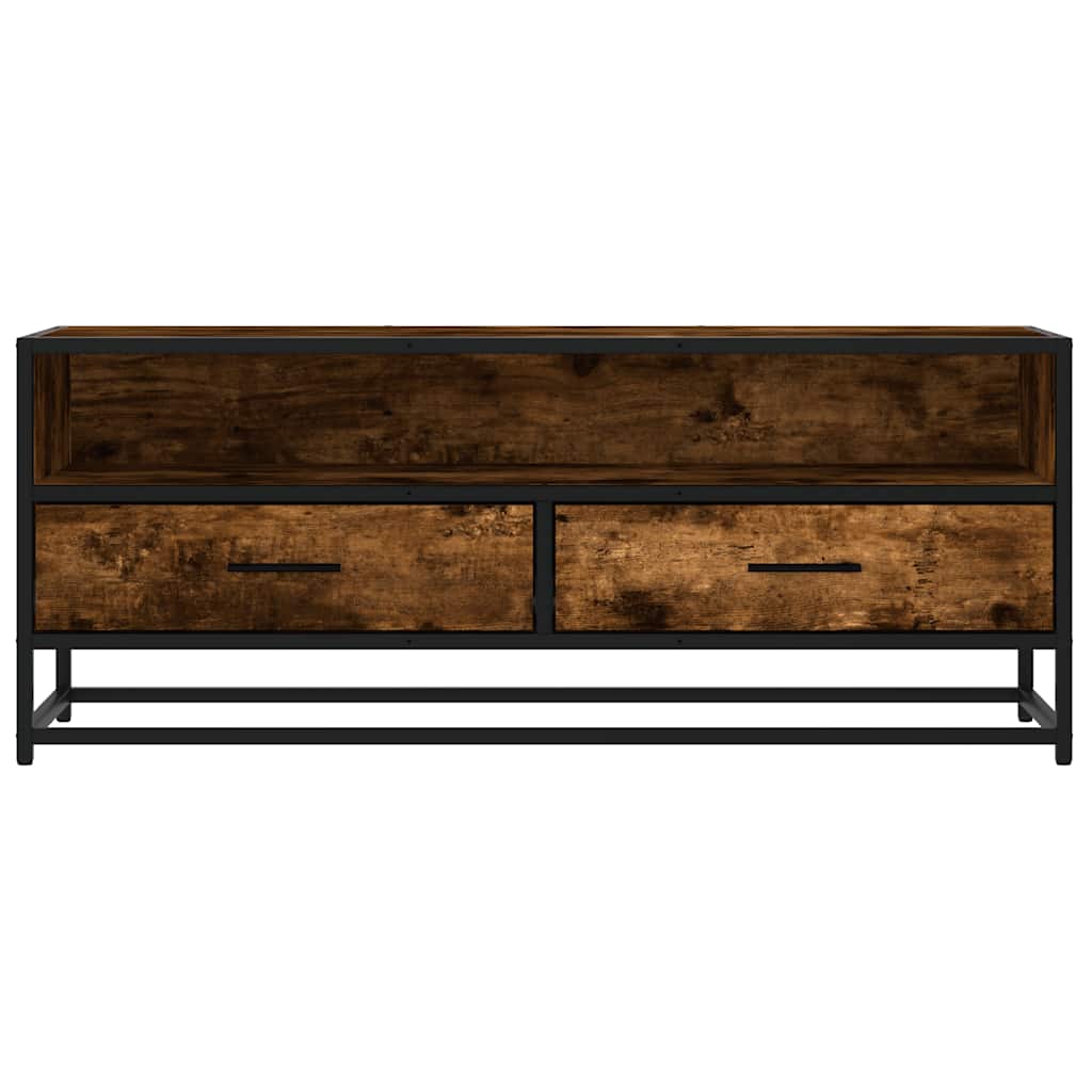 tv-bord 100x34,5x40 cm konstrueret træ metal røget egetræsfarve