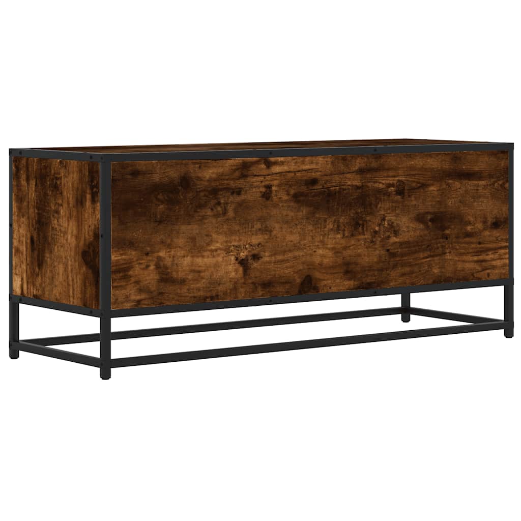 tv-bord 100x34,5x40 cm konstrueret træ metal røget egetræsfarve