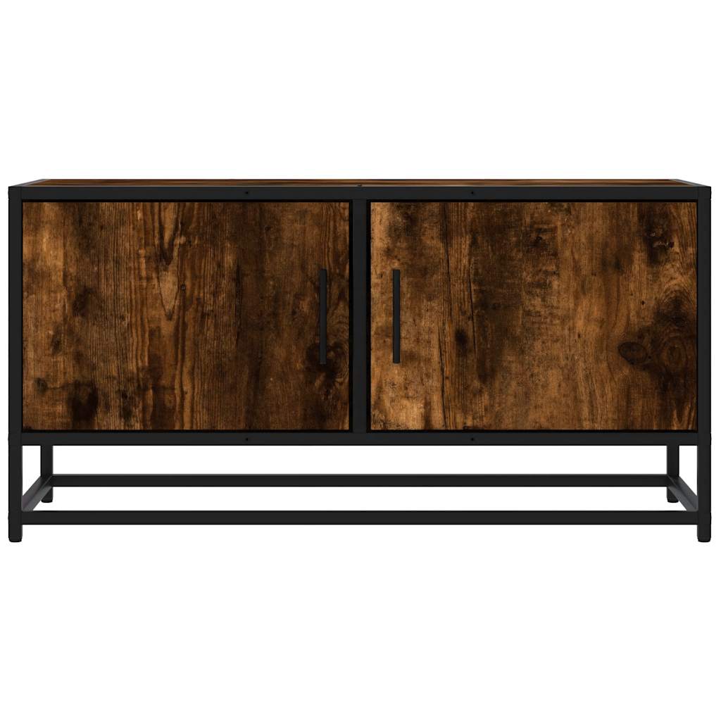 tv-bord 80x34,5x40 cm konstrueret træ metal røget egetræsfarve