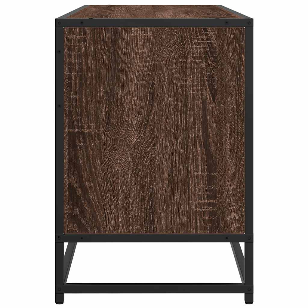 tv-bord 100x35x50 cm konstrueret træ og metal brun egetræsfarve