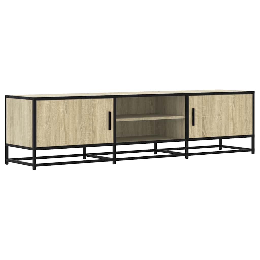 tv-bord 160x35x41 cm konstrueret træ og metal sonoma-eg