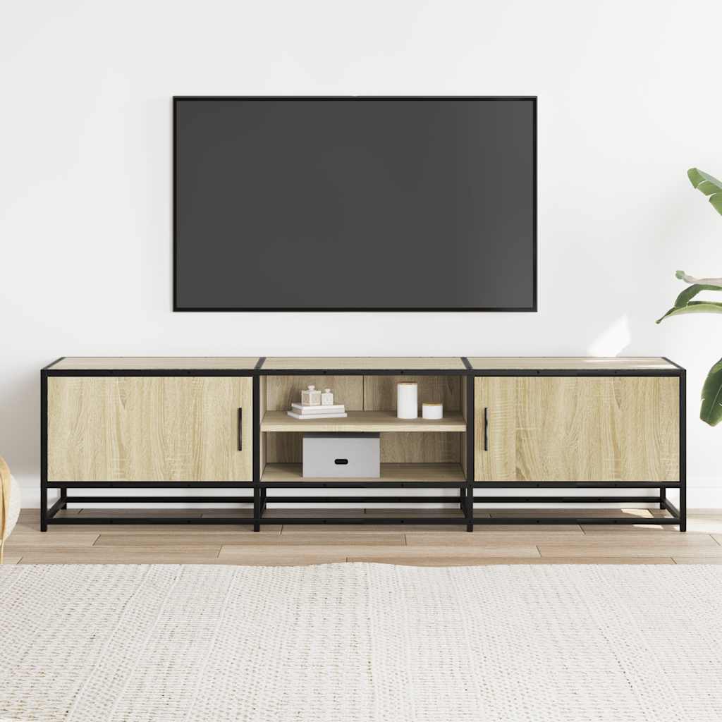 tv-bord 160x35x41 cm konstrueret træ og metal sonoma-eg