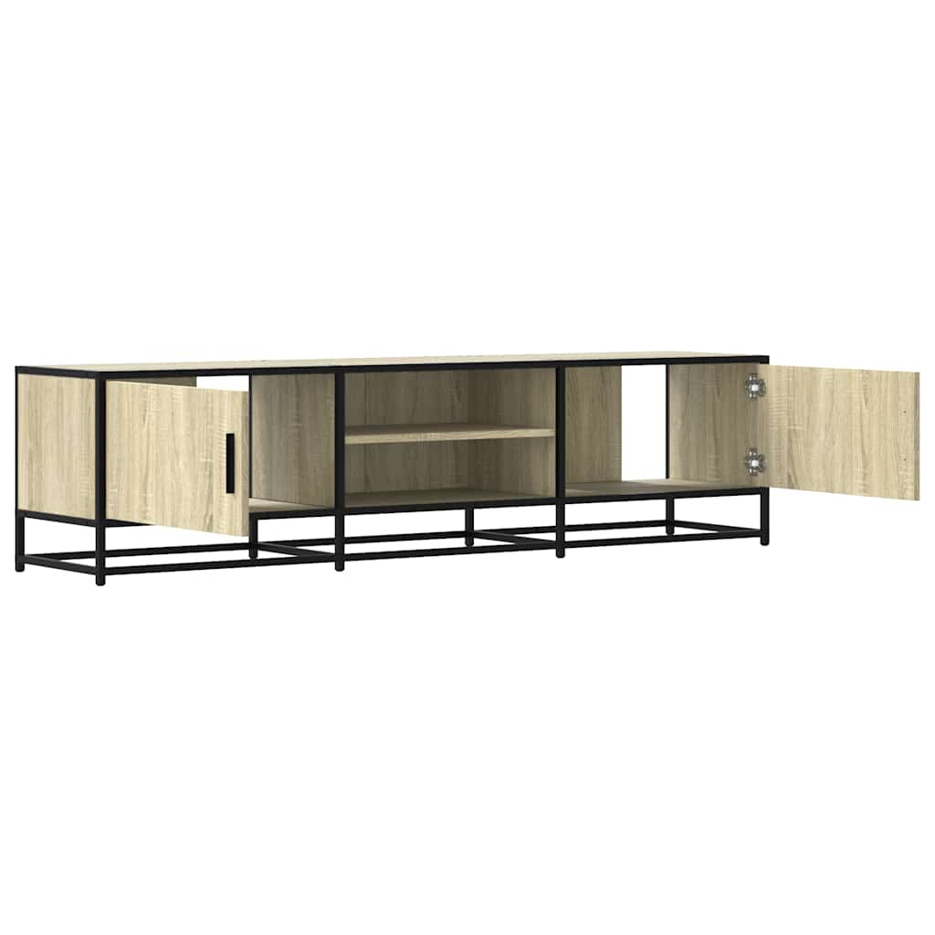 tv-bord 160x35x41 cm konstrueret træ og metal sonoma-eg