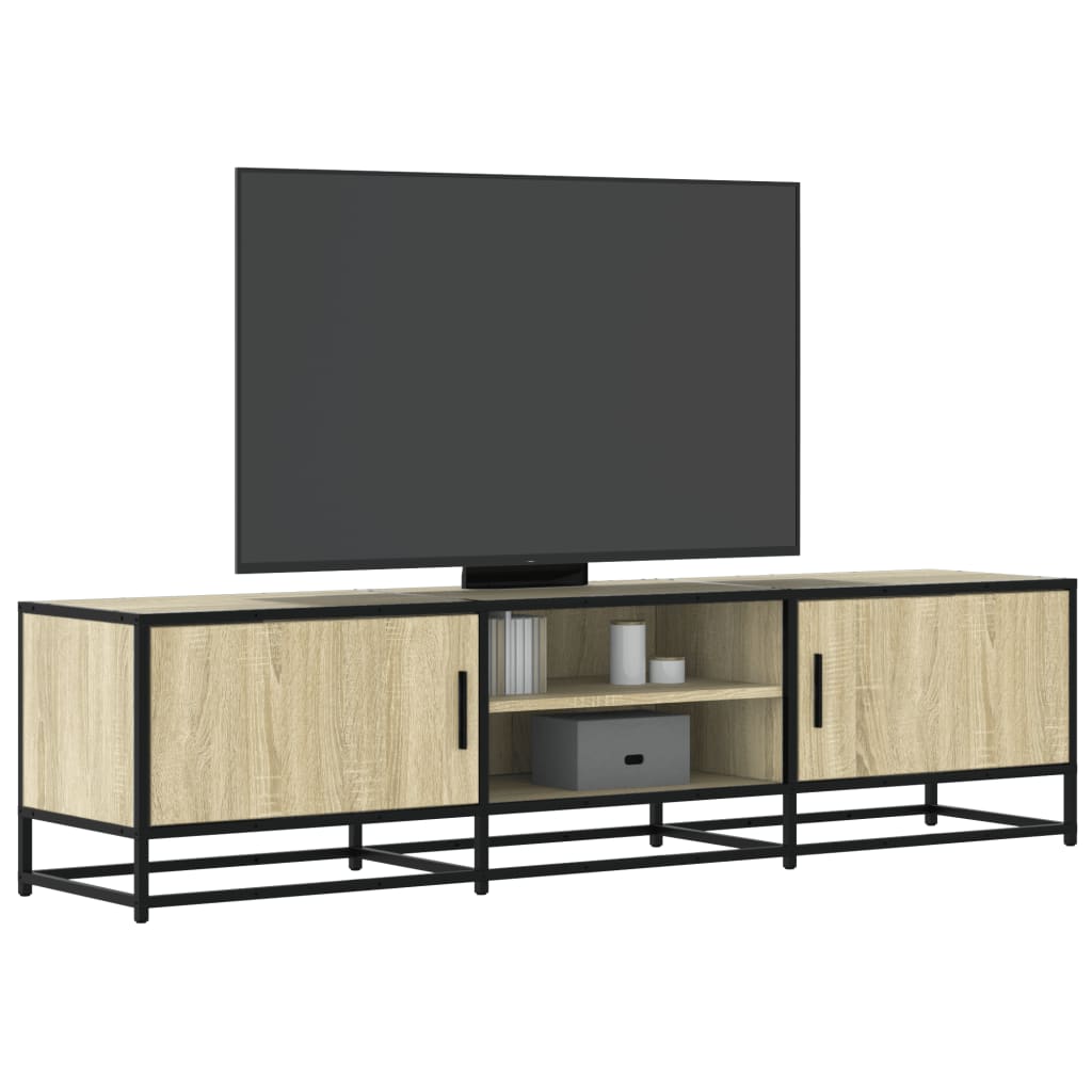 tv-bord 160x35x41 cm konstrueret træ og metal sonoma-eg