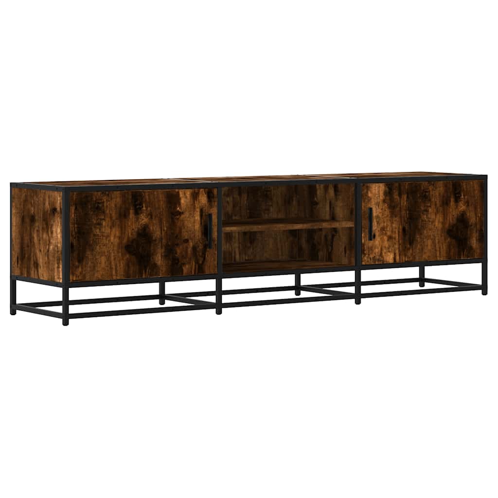 tv-bord 160x35x41 cm konstrueret træ metal røget egetræsfarve