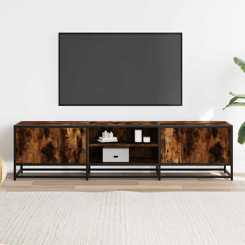 tv-bord 160x35x41 cm konstrueret træ metal røget egetræsfarve