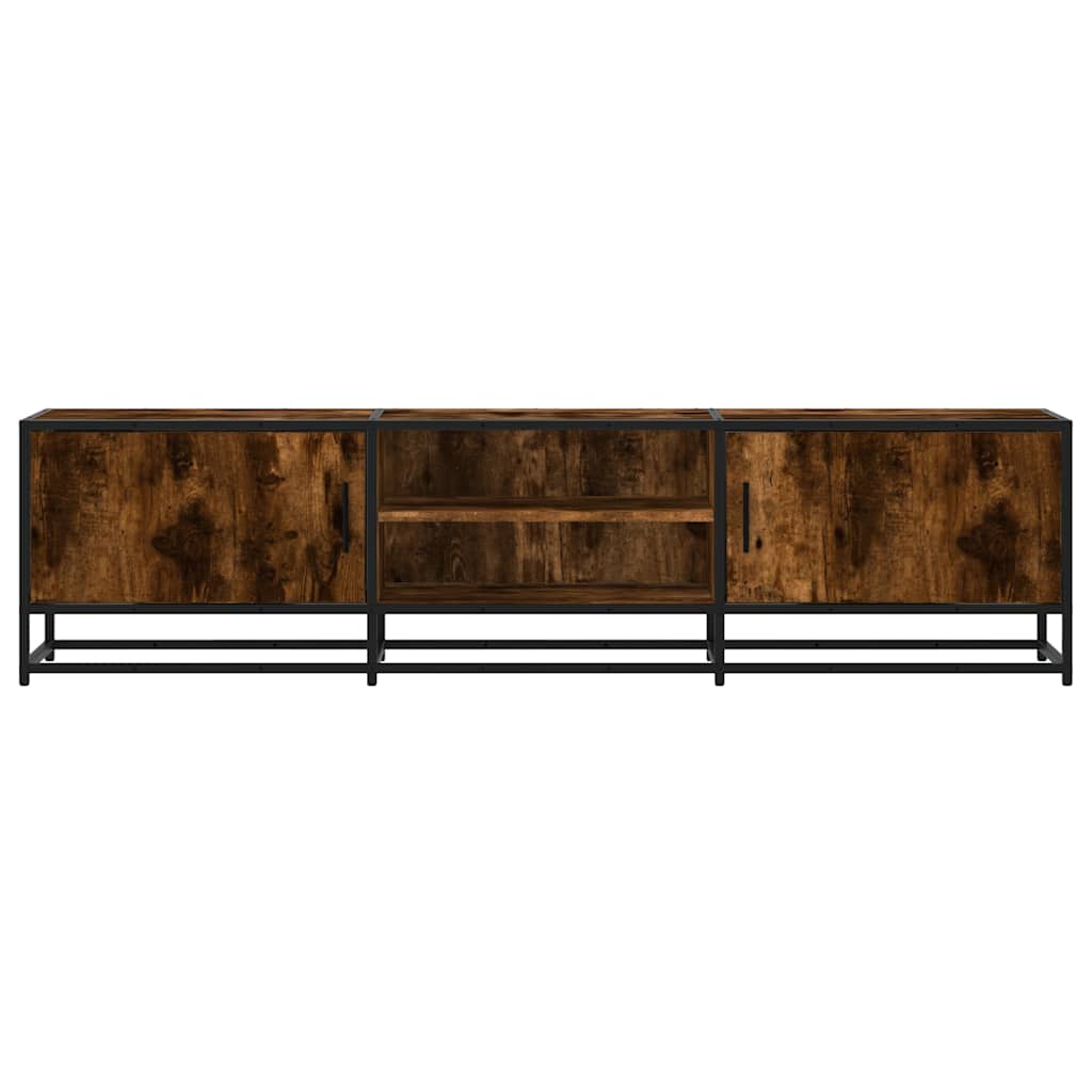 tv-bord 160x35x41 cm konstrueret træ metal røget egetræsfarve