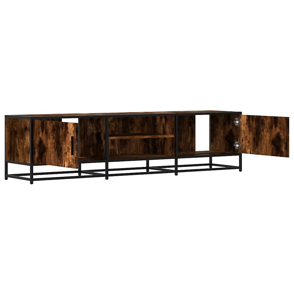 tv-bord 160x35x41 cm konstrueret træ metal røget egetræsfarve
