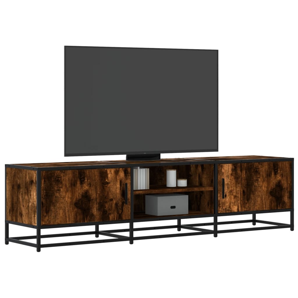 tv-bord 160x35x41 cm konstrueret træ metal røget egetræsfarve