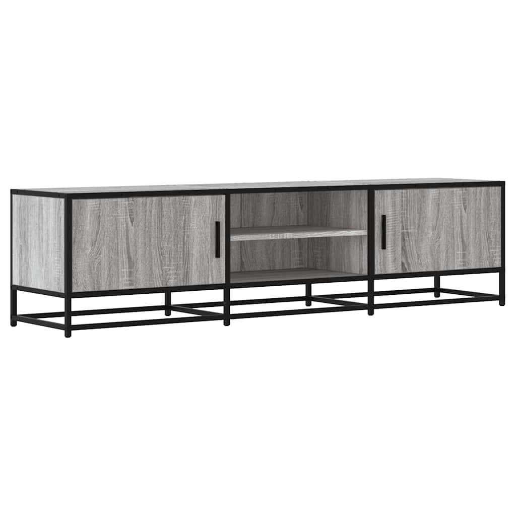 tv-bord 160x35x41 cm konstrueret træ og metal grå sonoma-eg