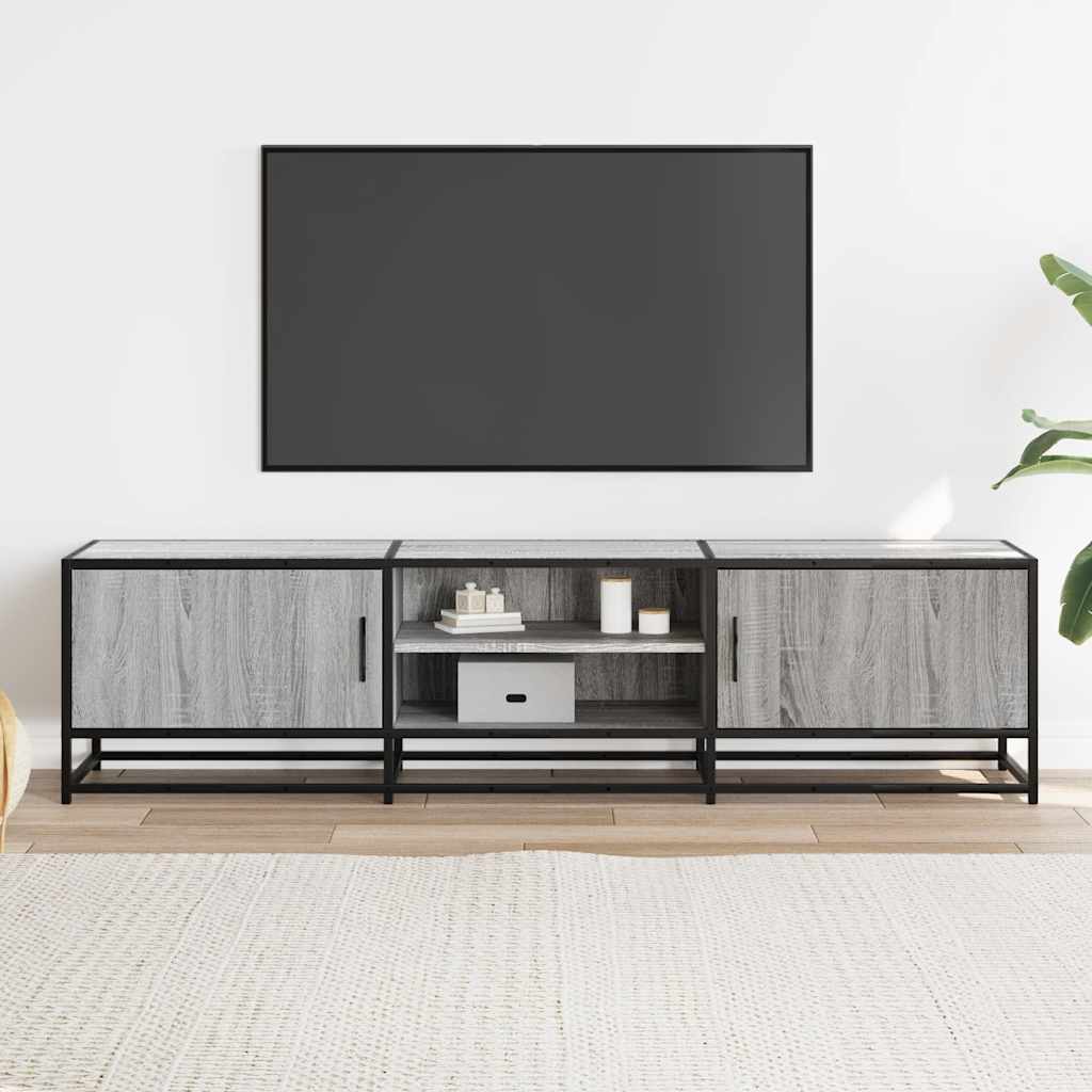 tv-bord 160x35x41 cm konstrueret træ og metal grå sonoma-eg