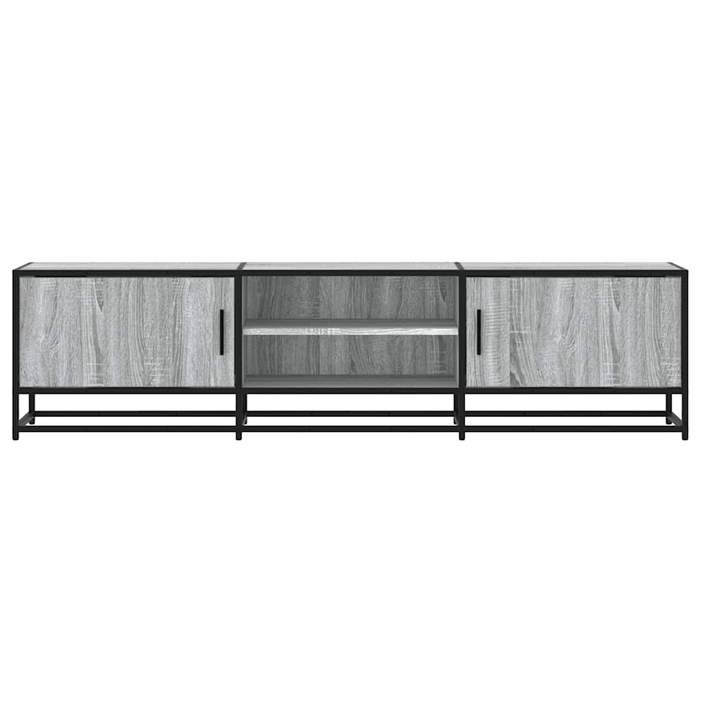 tv-bord 160x35x41 cm konstrueret træ og metal grå sonoma-eg
