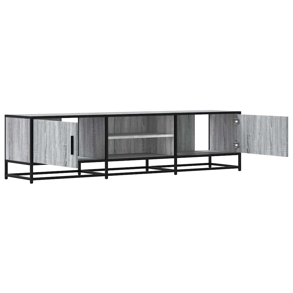 tv-bord 160x35x41 cm konstrueret træ og metal grå sonoma-eg