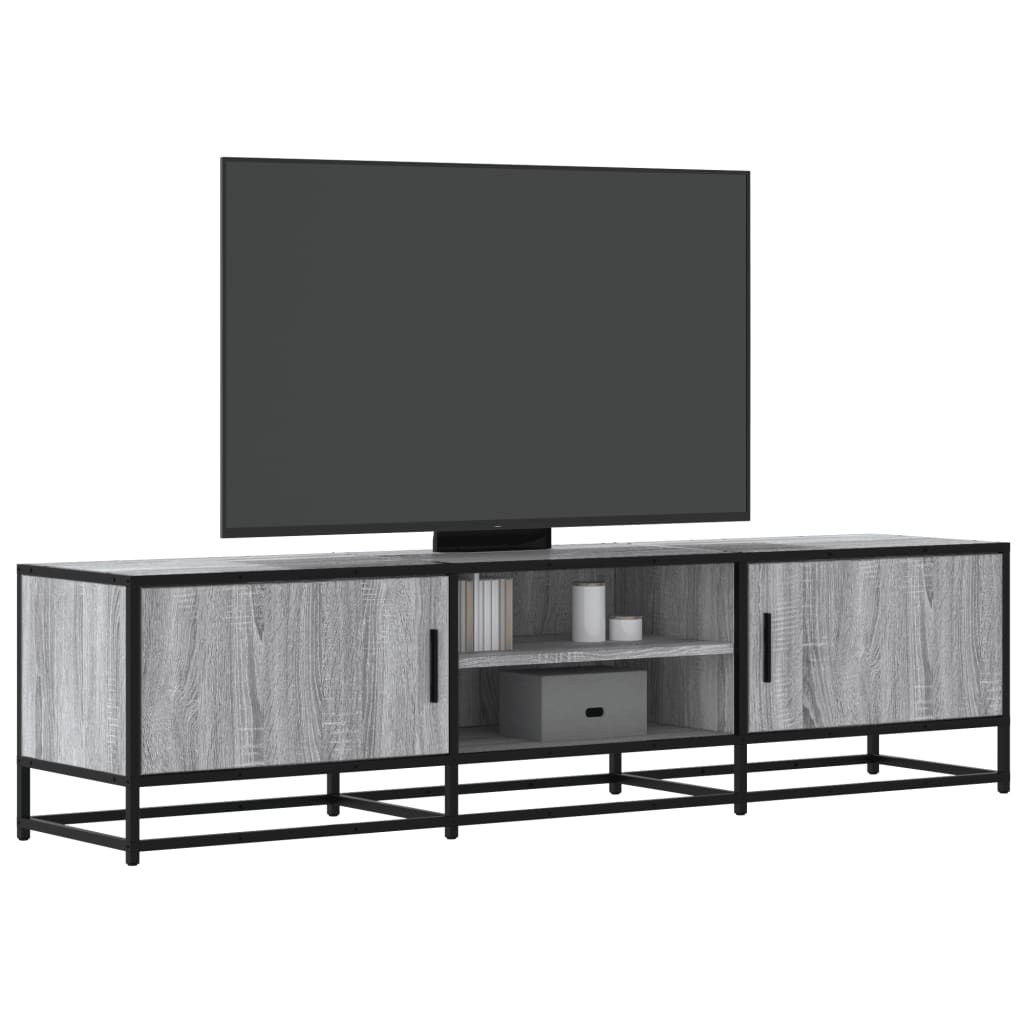 tv-bord 160x35x41 cm konstrueret træ og metal grå sonoma-eg
