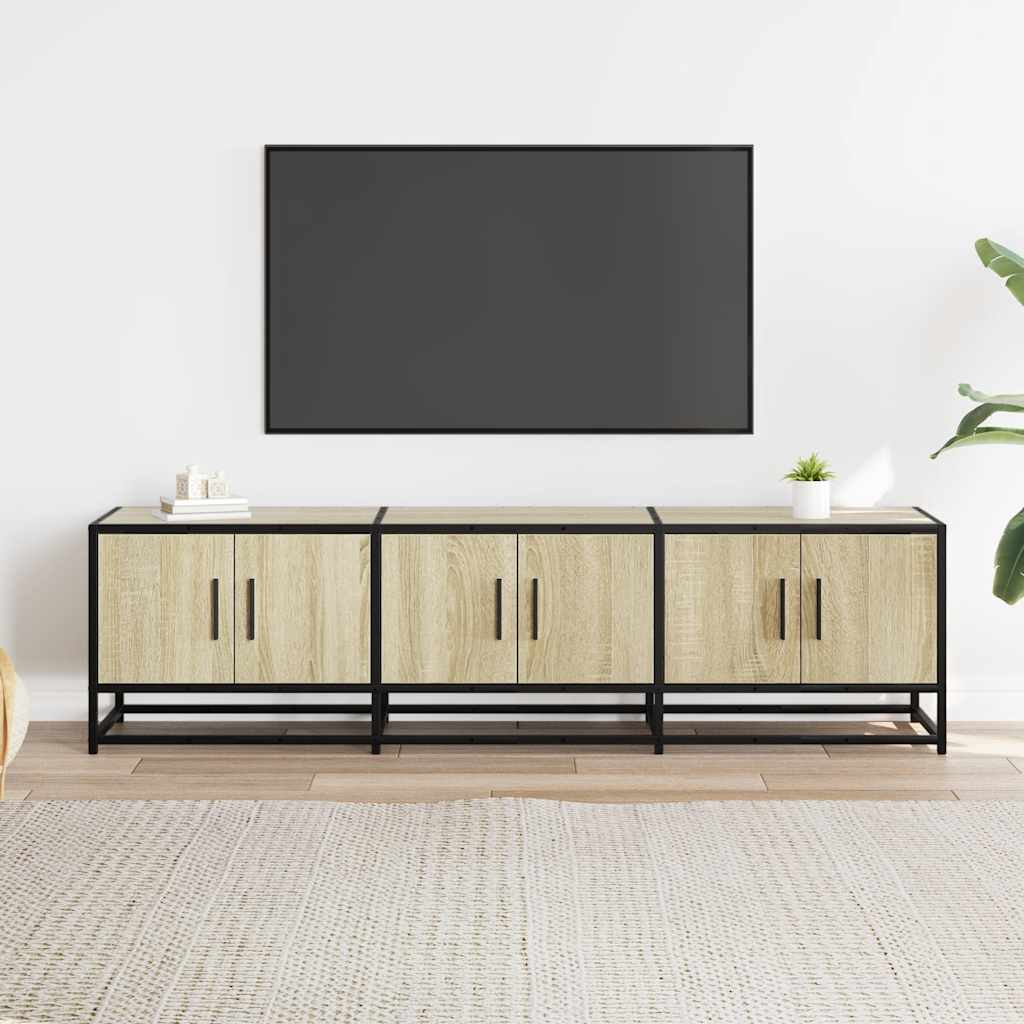 tv-bord 150x35x41 cm konstrueret træ og metal sonoma-eg
